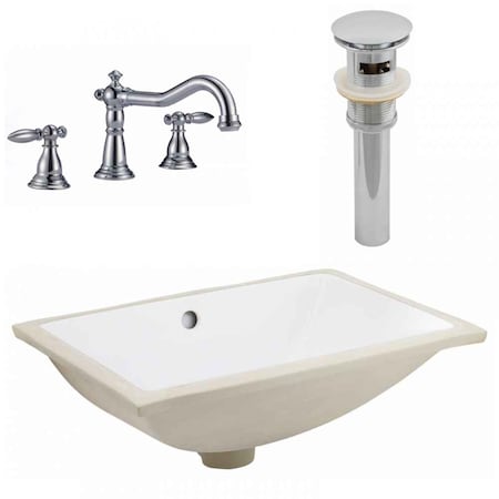 20.75 W CSA Rectangle Undermount Sink Set In White, Chrome Hardware, Overflow Drain Incl.